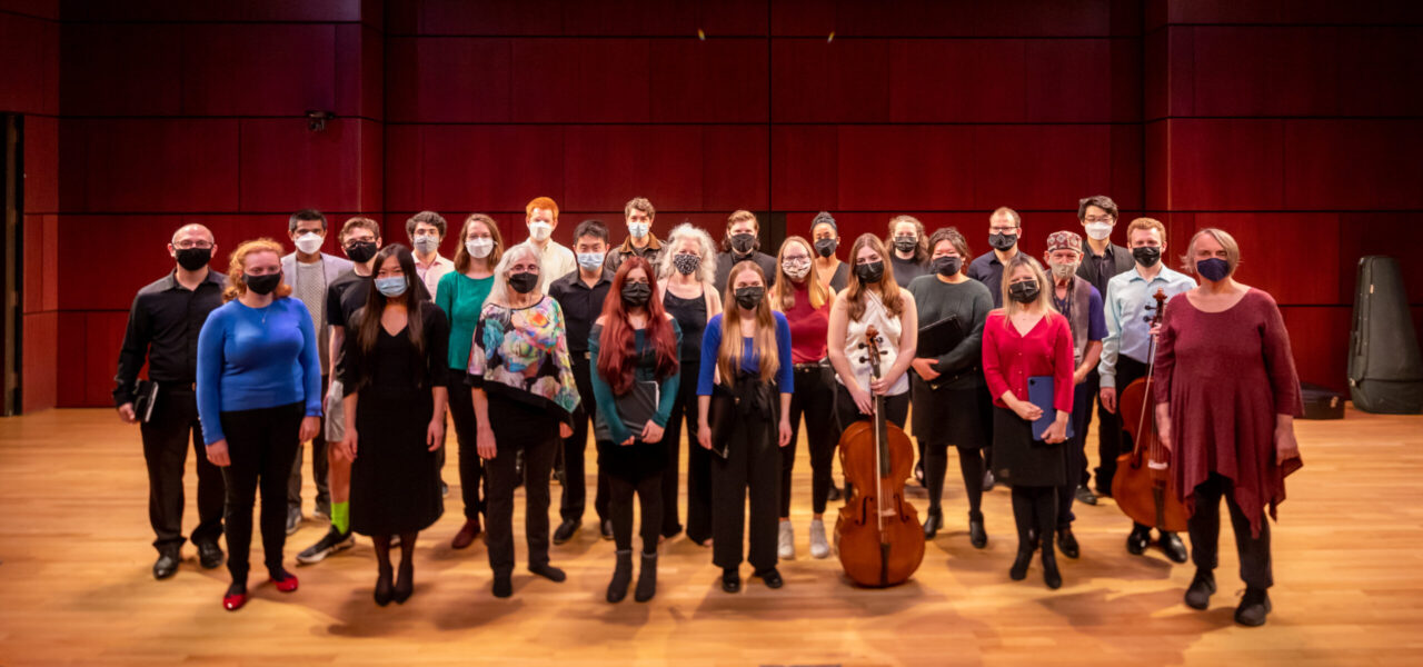 group photo of Early Music Princeton performers on standing on stage