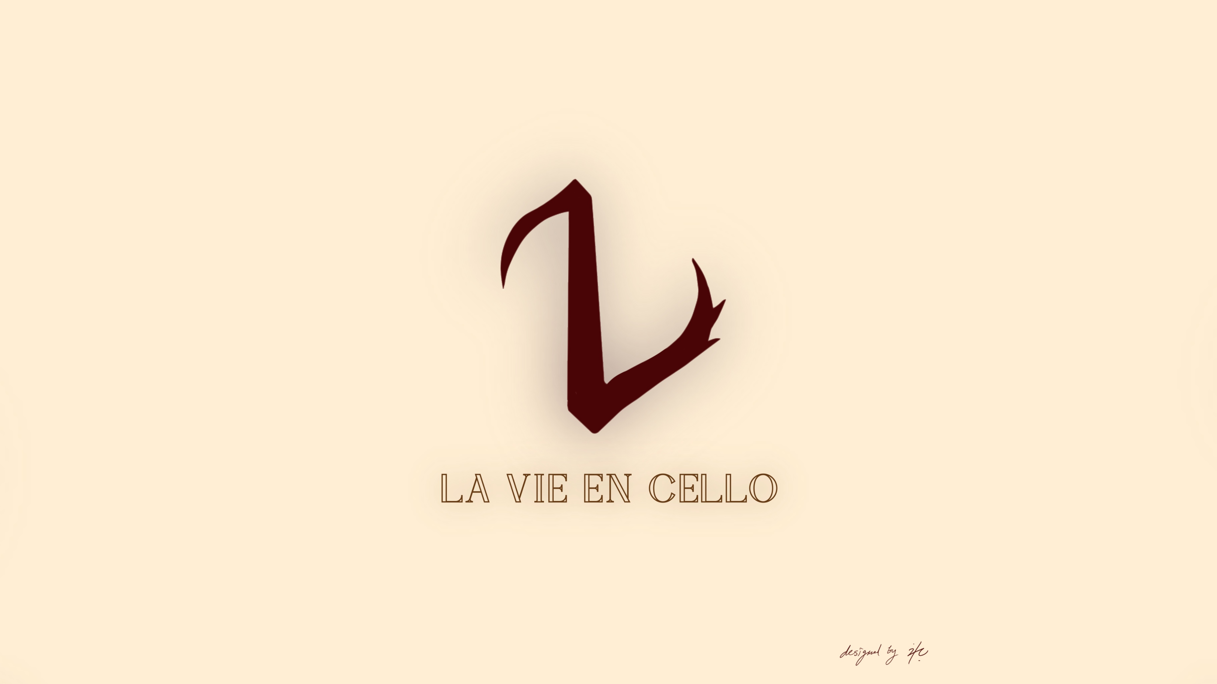 Graphic with LaVie En Cello's logo in burgundy